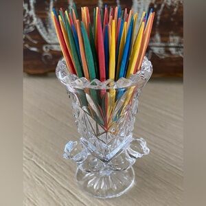 Hofbauer Byrdes Crystal Toothpick Holder Mini Vase Crystal Bird Decor Vintage